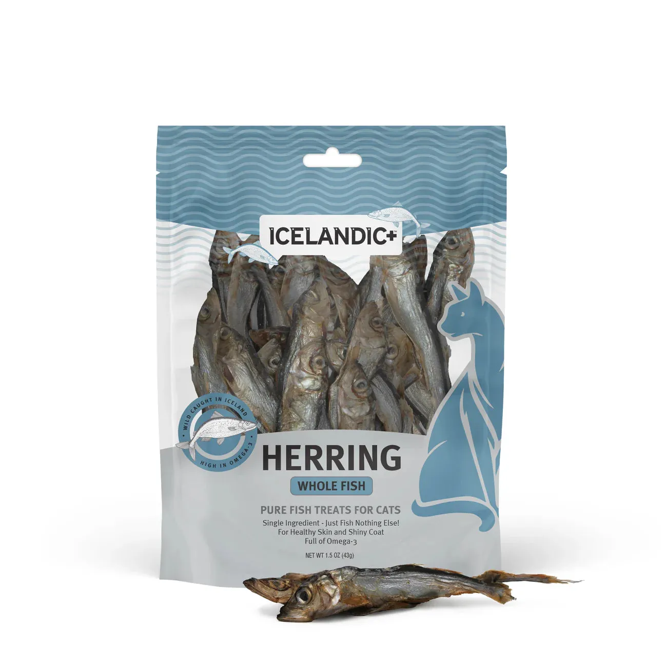 100% Pure Icelandic  Herring Whole Fish Cat Treats - 1.5oz