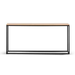 1.6m Console Table - Natural Top and Black Frame