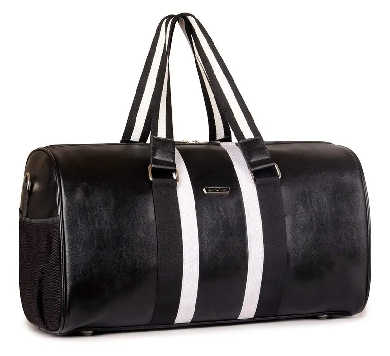 30 L Travel Duffel Bag - Premium Leatherette | Adjustable Strap | Black