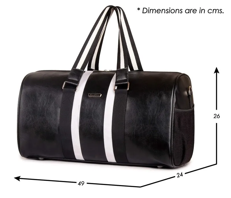 30 L Travel Duffel Bag - Premium Leatherette | Adjustable Strap | Black