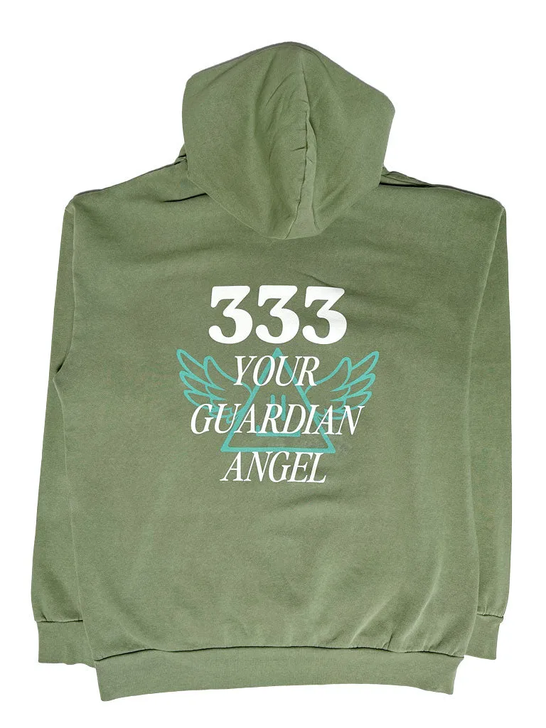 333 Angel Number Hoodie - Oil Green