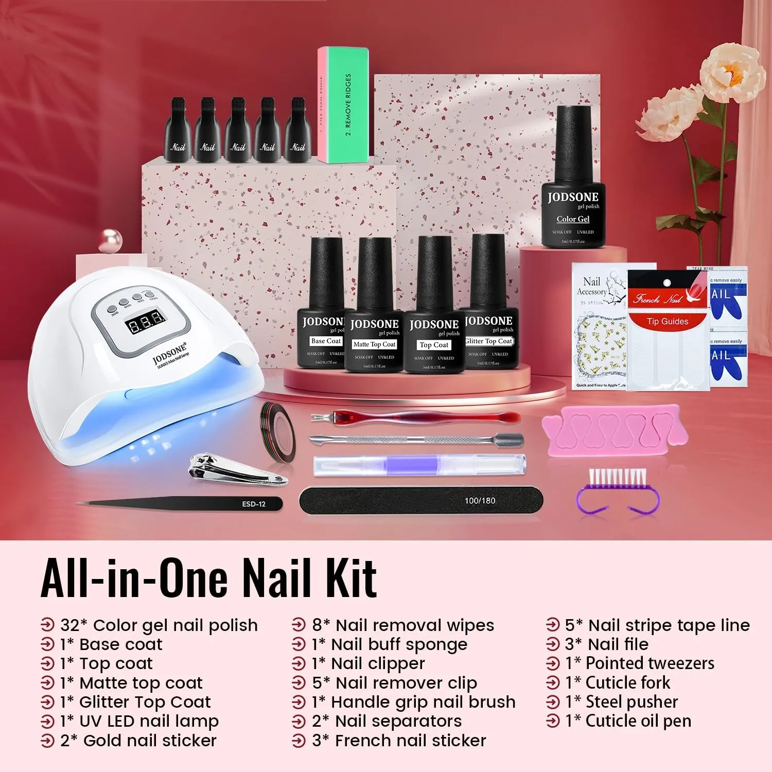 36-Piece Gel Nail Polish Set with UV Lamp â€“ 32 Vibrant Colors & Complete Manicure Tools