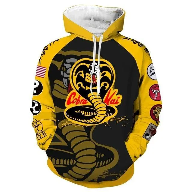 3D Cobra Kai Karate Kid Inspired Sweatshirts with Hoodie