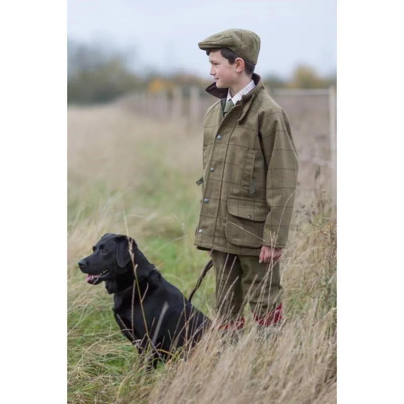 Alan Paine Rutland Tweed Waterproof Kids Coat - Lichen