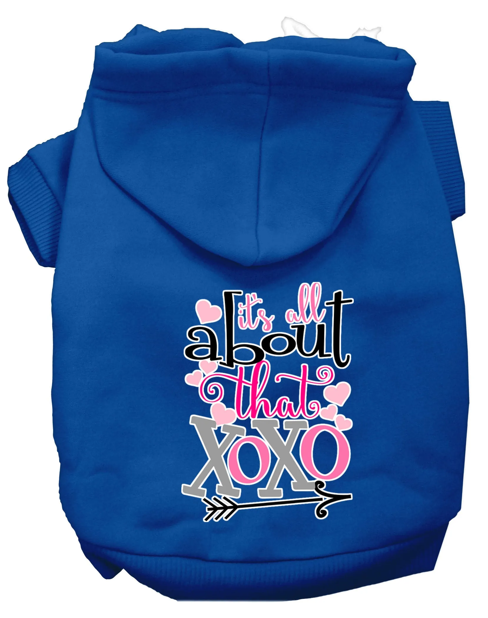 All About That Xoxo Screen Print Dog Hoodie Blue S