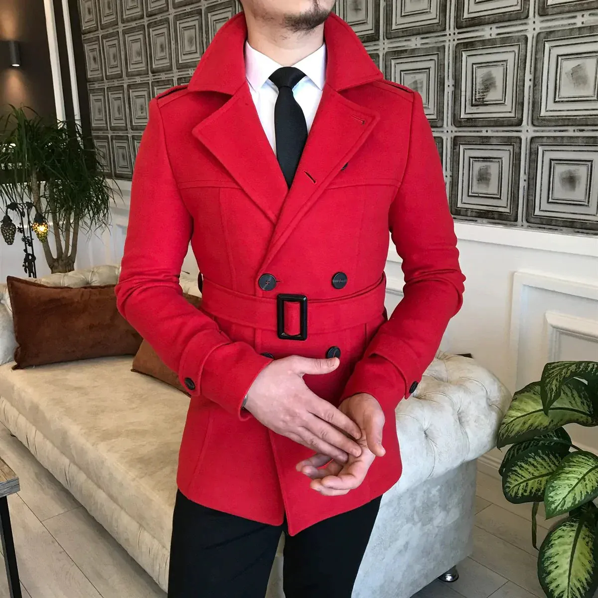 Arctic Red Double Breasted Over Coat by ITALIAN VEGA®