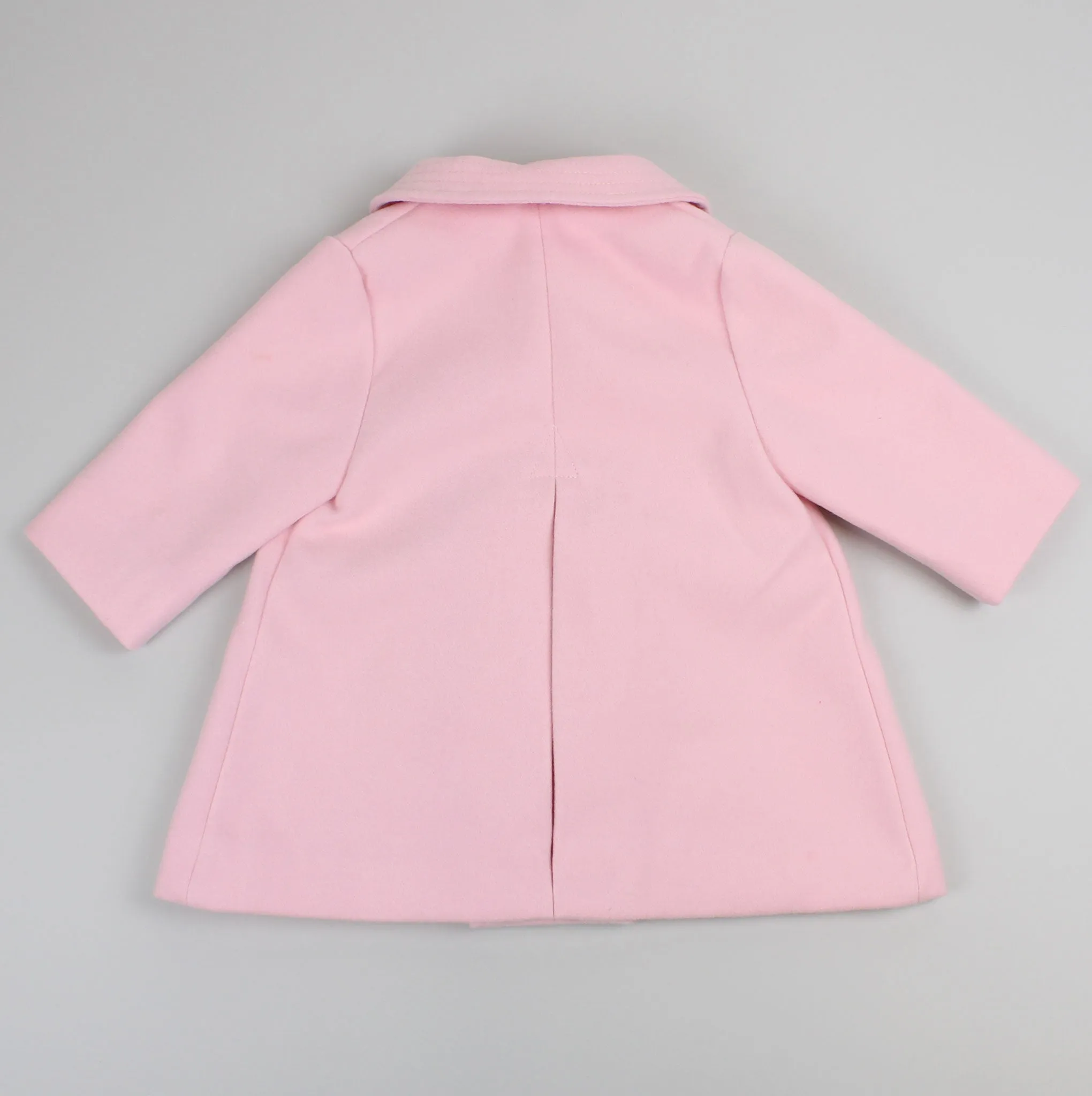 Baby Girls Classic Pea Coat With Collar - Pink