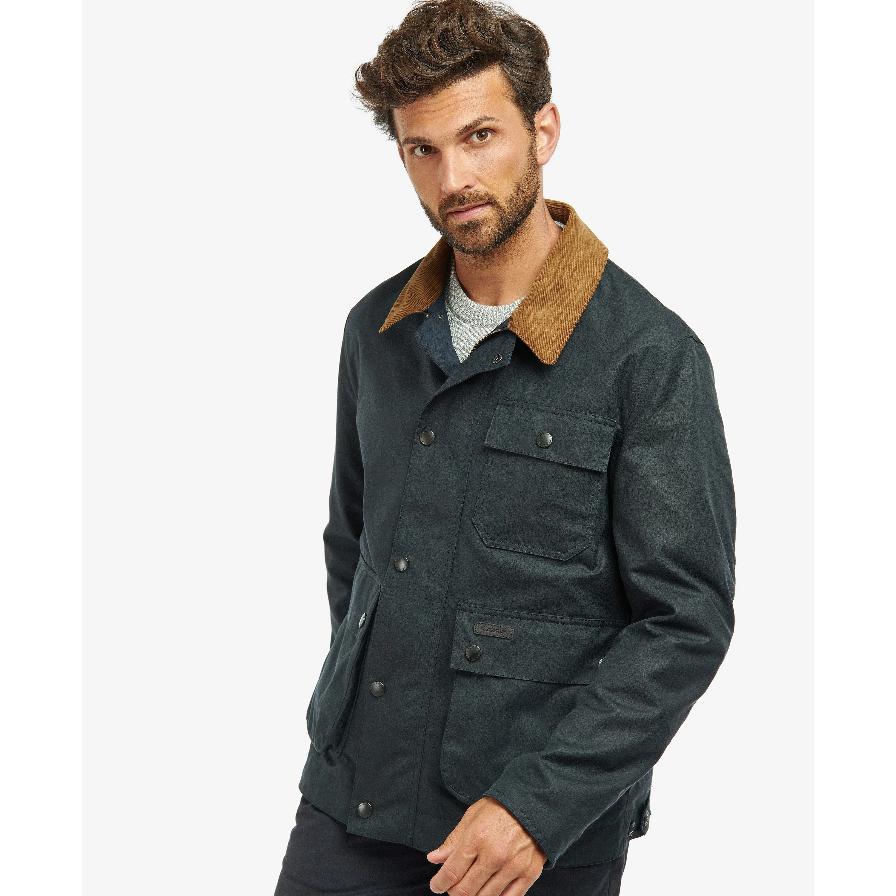 Barbour Meldon Mens Wax Jacket - Navy/River Birch Tartan