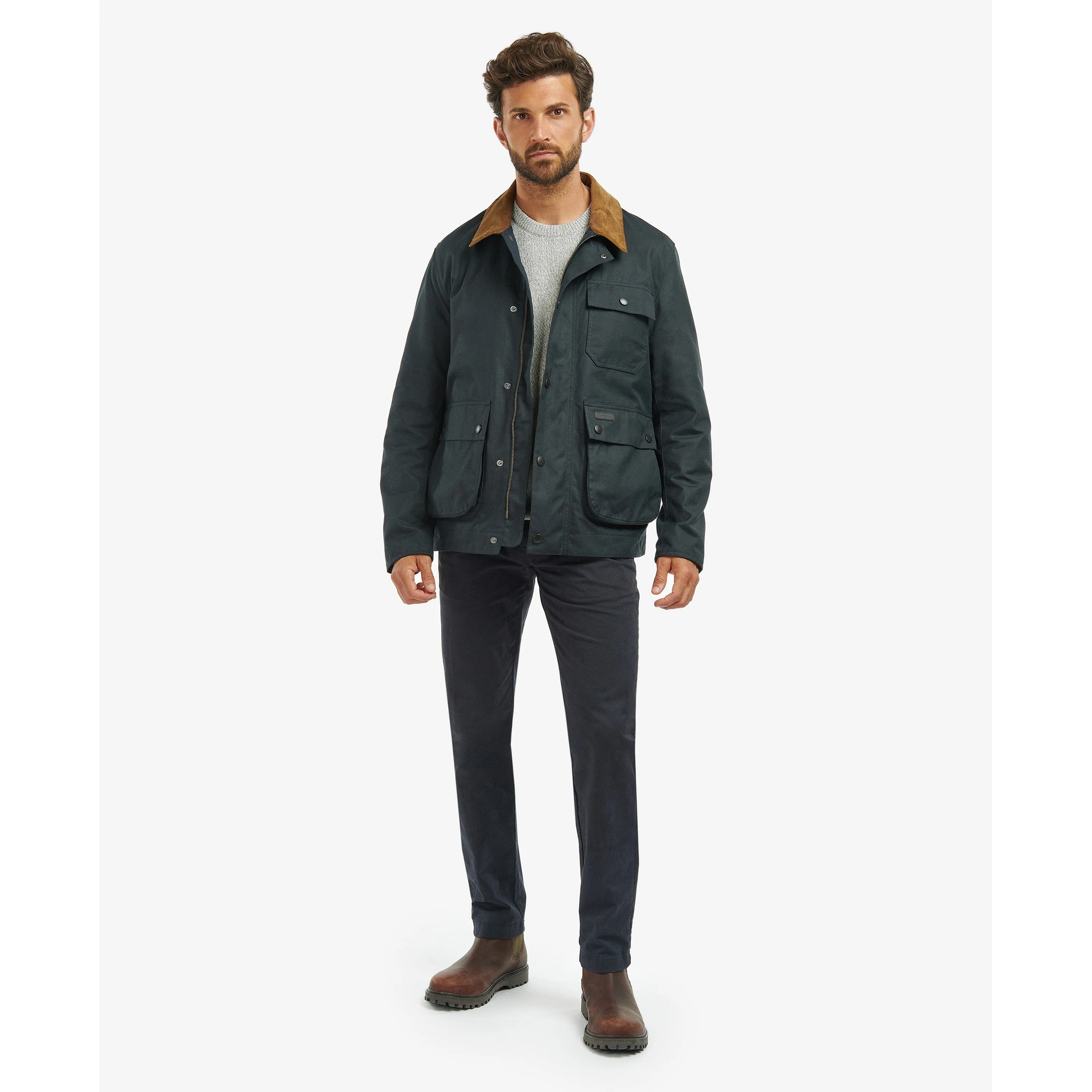 Barbour Meldon Mens Wax Jacket - Navy/River Birch Tartan