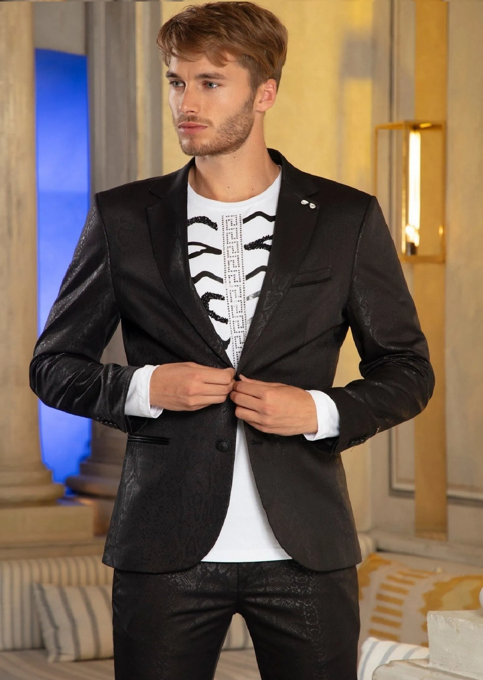 Black Alligator Print Tech Blazer