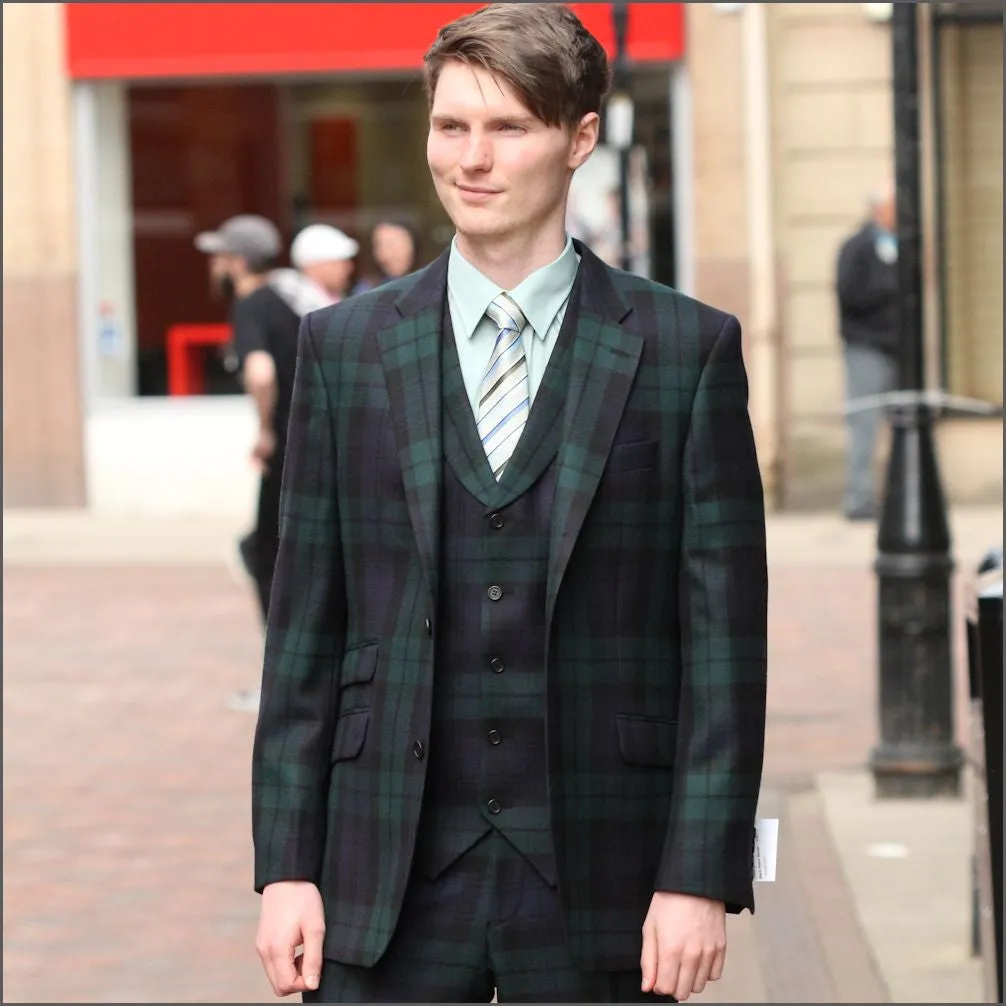 Black Watch Tartan Waistcoat--