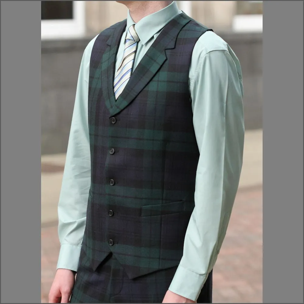 Black Watch Tartan Waistcoat--