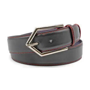 Black/Red Contrast Detail Arrowhead Prong Belt