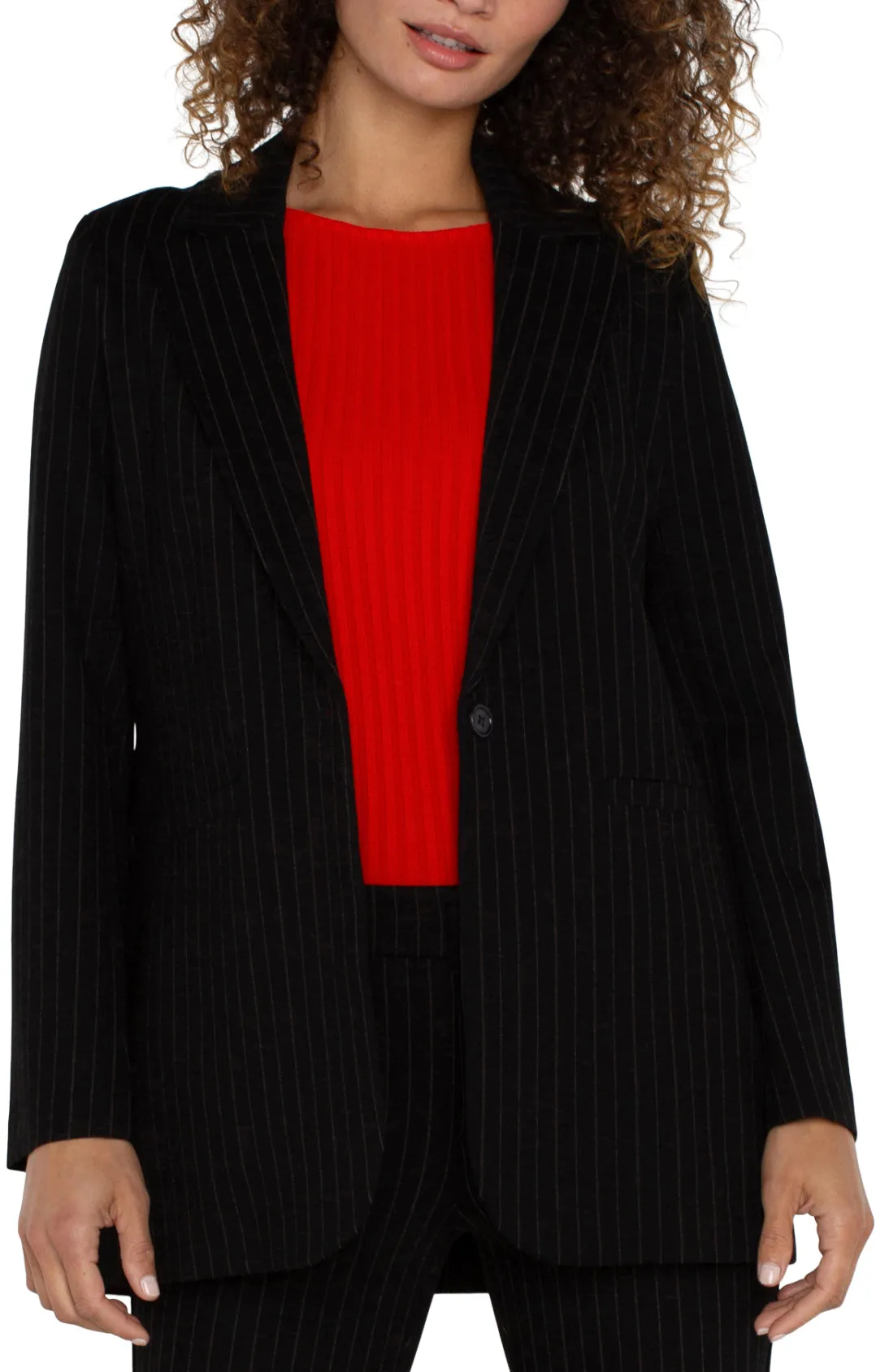 Boyfriend Blazer - Black & White Pinstripe