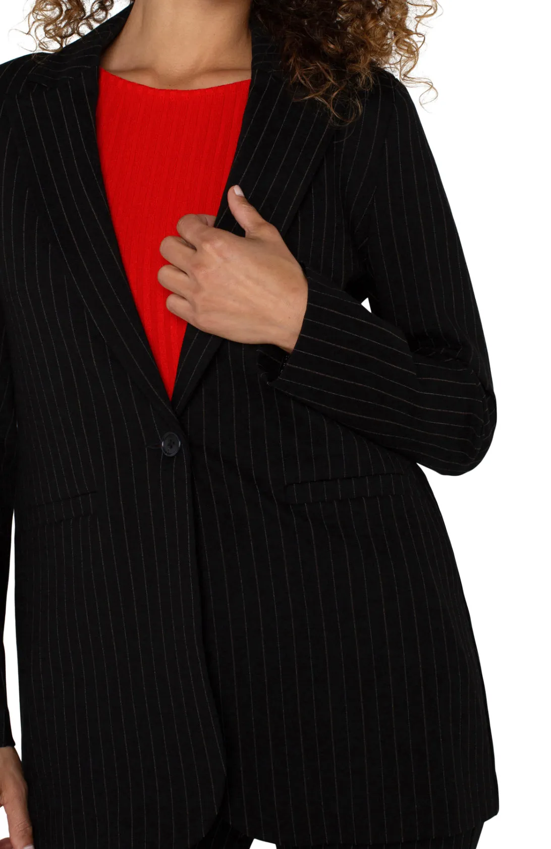 Boyfriend Blazer - Black & White Pinstripe