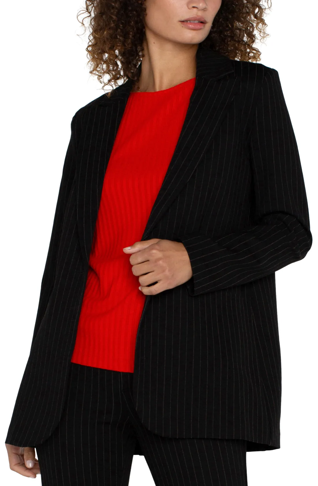 Boyfriend Blazer - Black & White Pinstripe