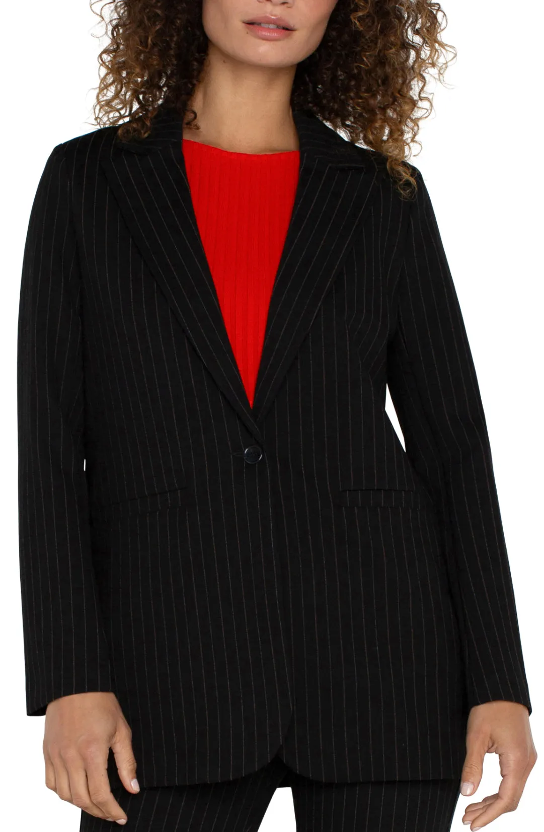 Boyfriend Blazer - Black & White Pinstripe