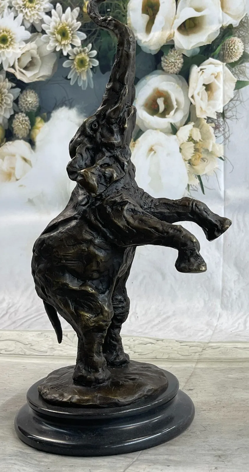 Bronze Sculpture Jumping Elephant Hand Made by Lost Wax Method Home Decor