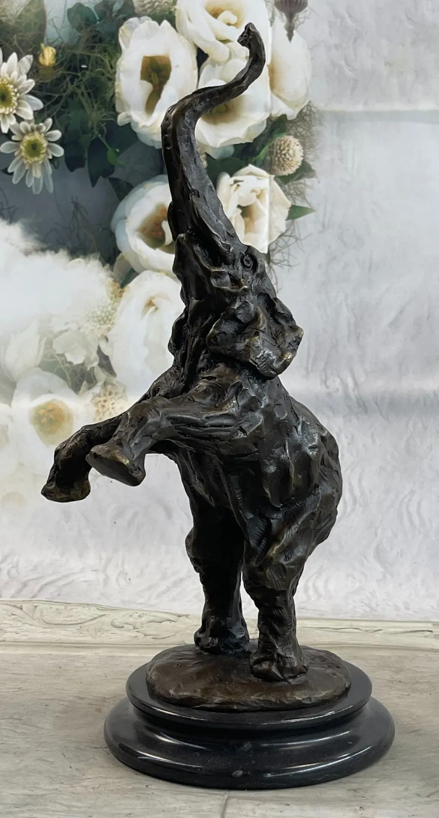 Bronze Sculpture Jumping Elephant Hand Made by Lost Wax Method Home Decor