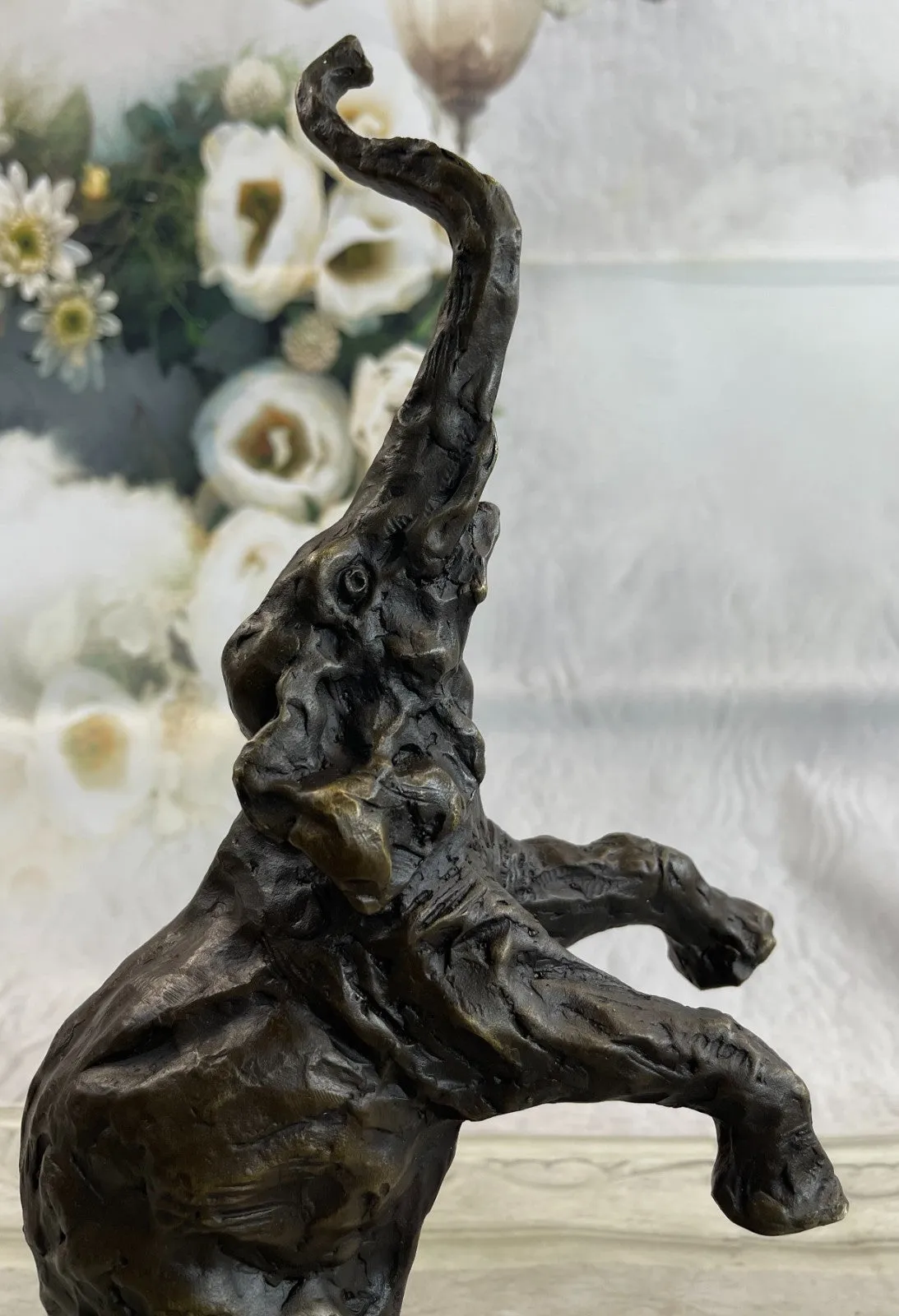 Bronze Sculpture Jumping Elephant Hand Made by Lost Wax Method Home Decor