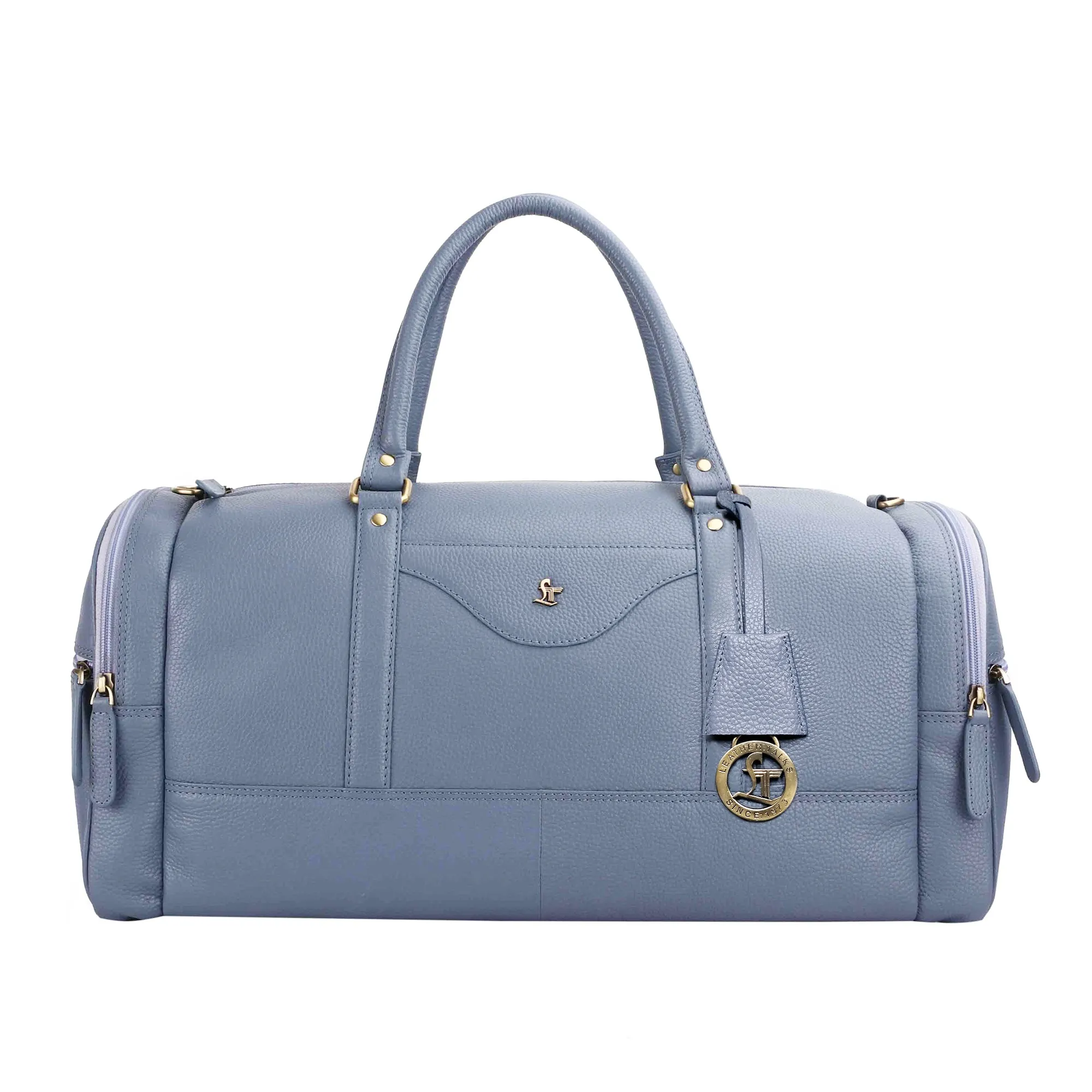 Bush Duffle Bag | Genuine Leather Travel Bag | Duffle Bag for Men | Color: Light Blue