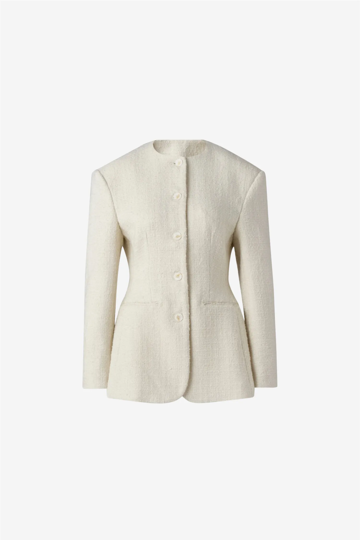 Carol fitted round neck blazer Vanilla