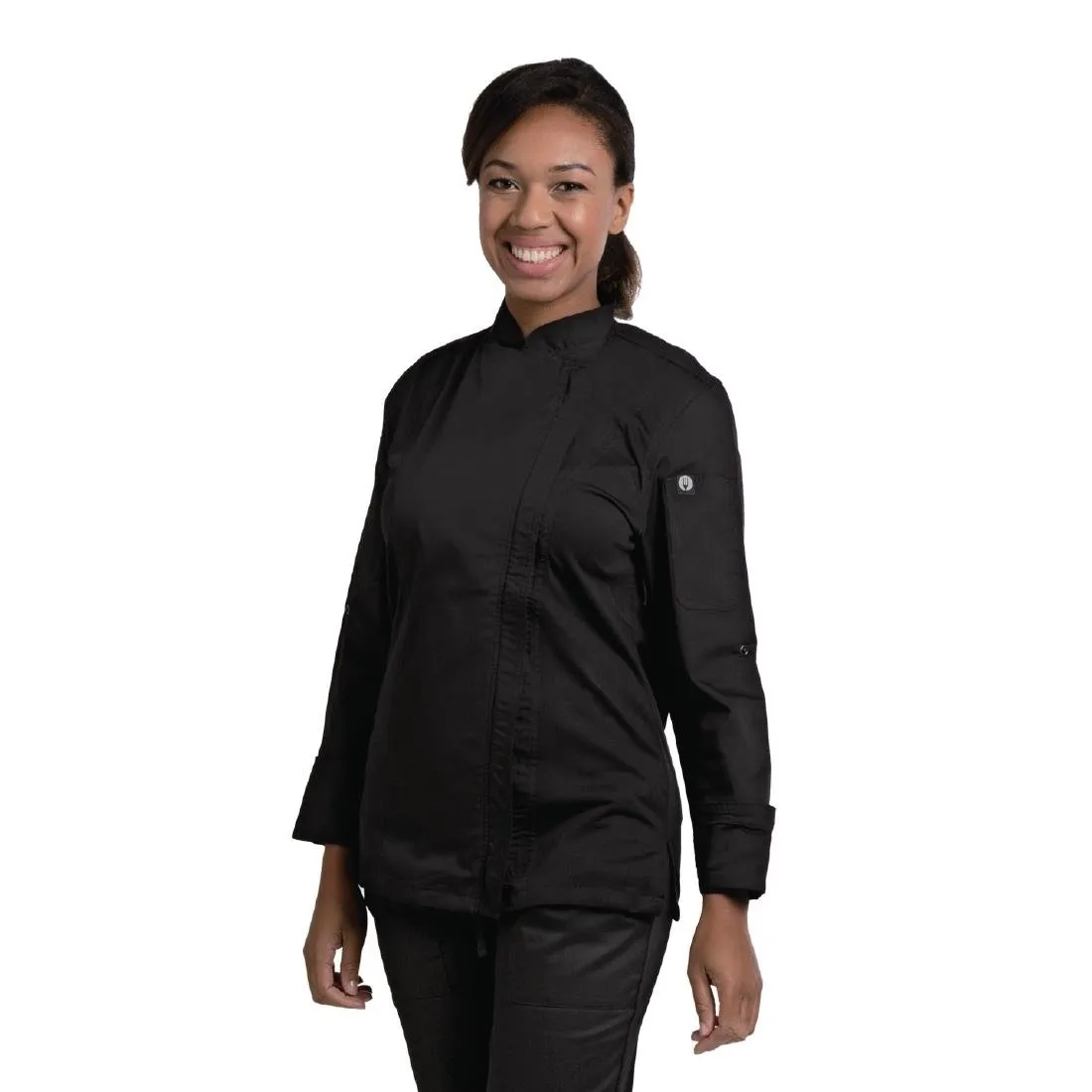 Chef Works Hartford Lightweight Zip Womens Chef Jacket Black XL - BB090-XL