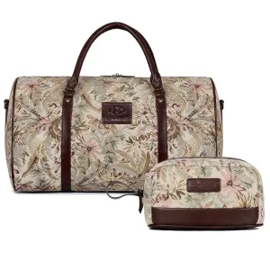 Combo: Clownfish Duffle Bag & Toiletry Kit with Adjustable Strap | Spacious 40 Litres | Beige