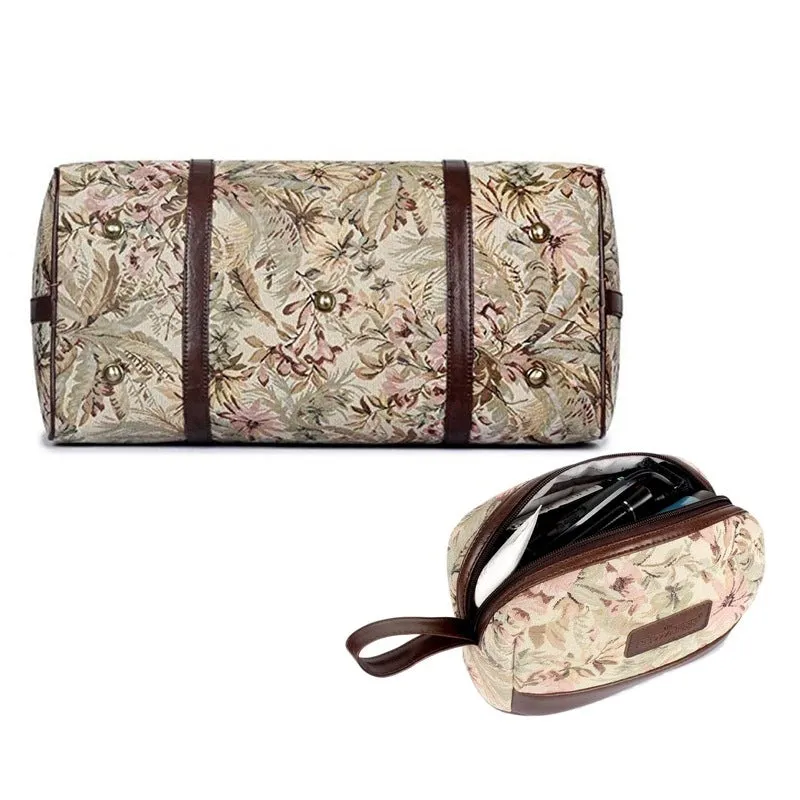 Combo: Clownfish Duffle Bag & Toiletry Kit with Adjustable Strap | Spacious 40 Litres | Beige