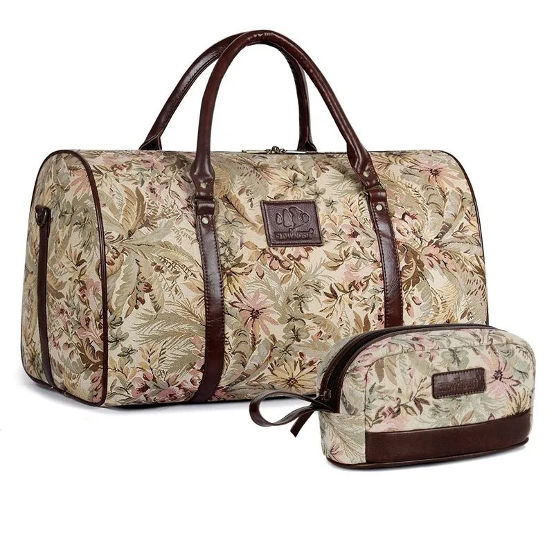 Combo: Clownfish Duffle Bag & Toiletry Kit with Adjustable Strap | Spacious 40 Litres | Beige