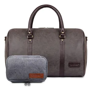 Combo: Lincoln Vegan Leather 29 L Duffel Bag & Toiletry Kit | Spacious | Ash Grey