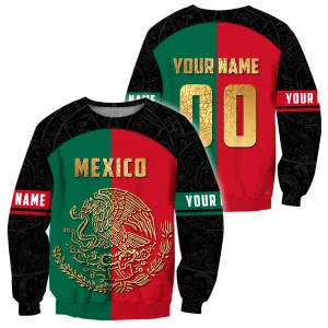 Customized Name And Number Mexico Flag Logo Unisex Sweatshirt Zip Hoodie Christmas Shirt