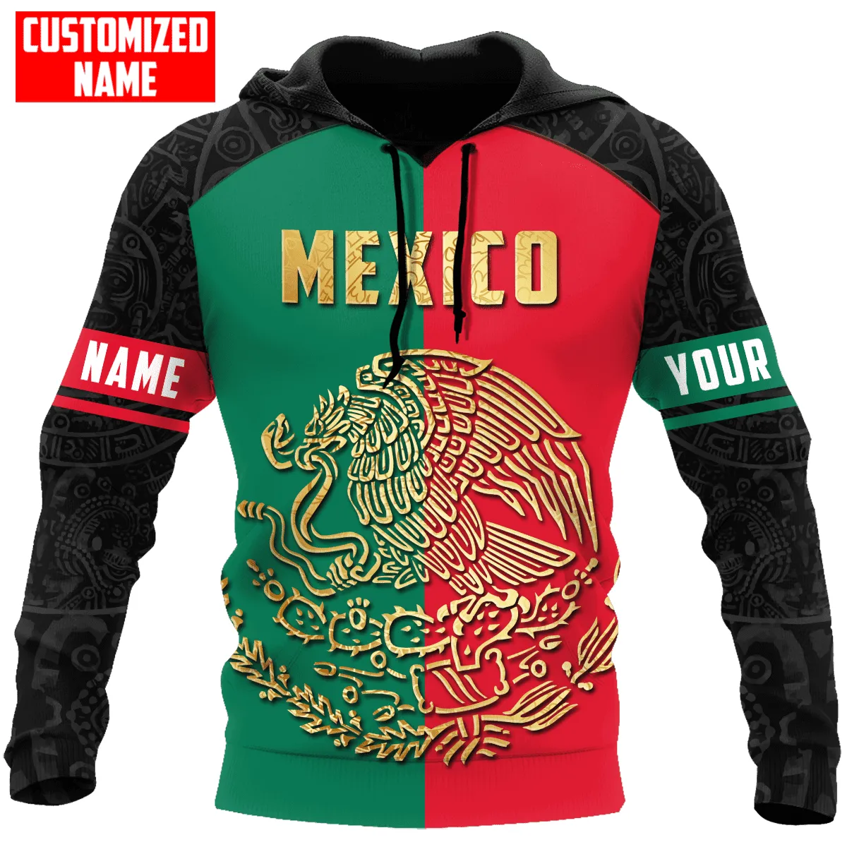 Customized Name And Number Mexico Flag Logo Unisex Sweatshirt Zip Hoodie Christmas Shirt