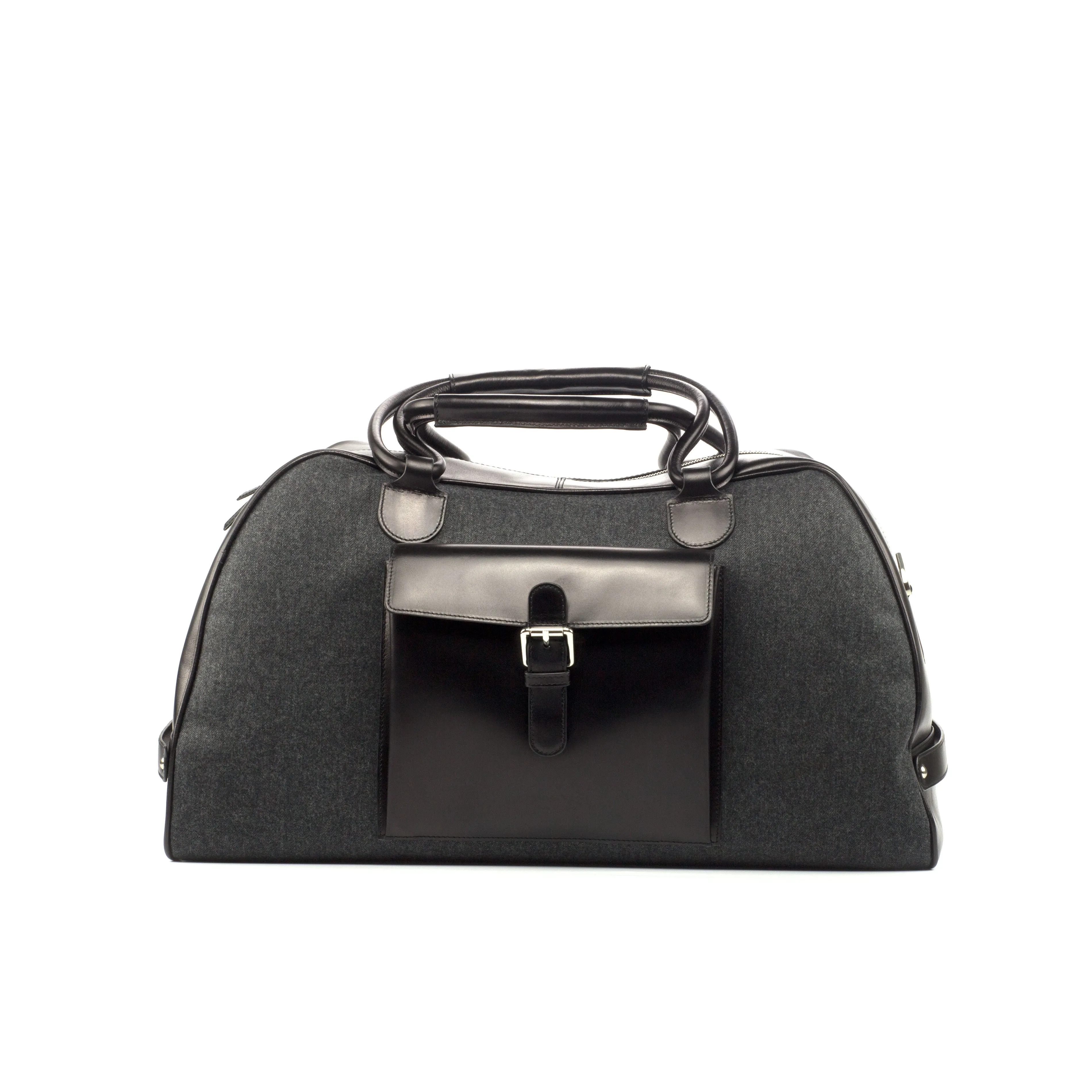 DapperFam Luxe Men's Travel Duffle in Flannel Dark Grey Flannel