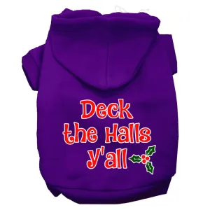 Deck The Halls Y'all Screen Print Dog Hoodie Purple Xxl