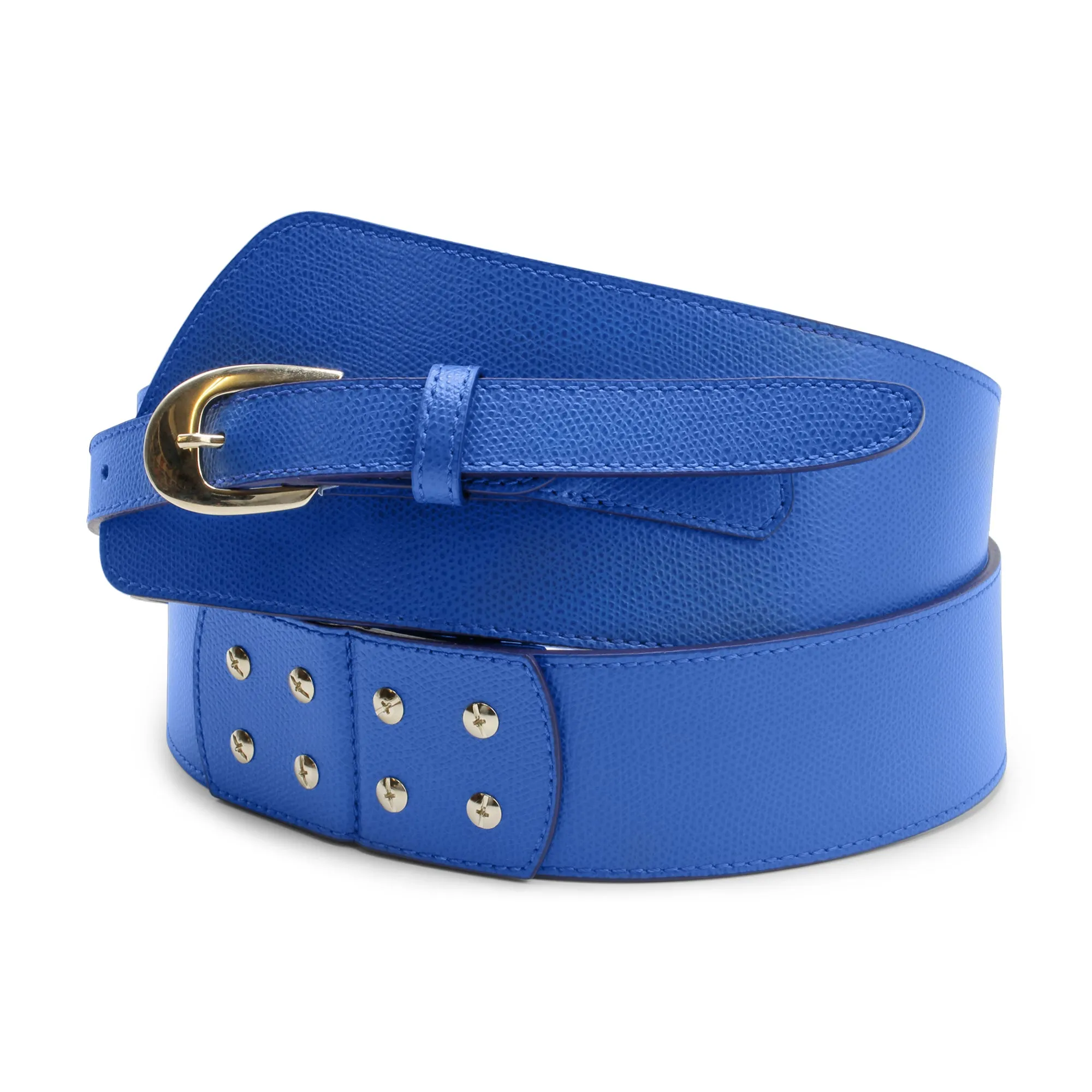 Denim Fonda Wide Asymmetric Prong Belt