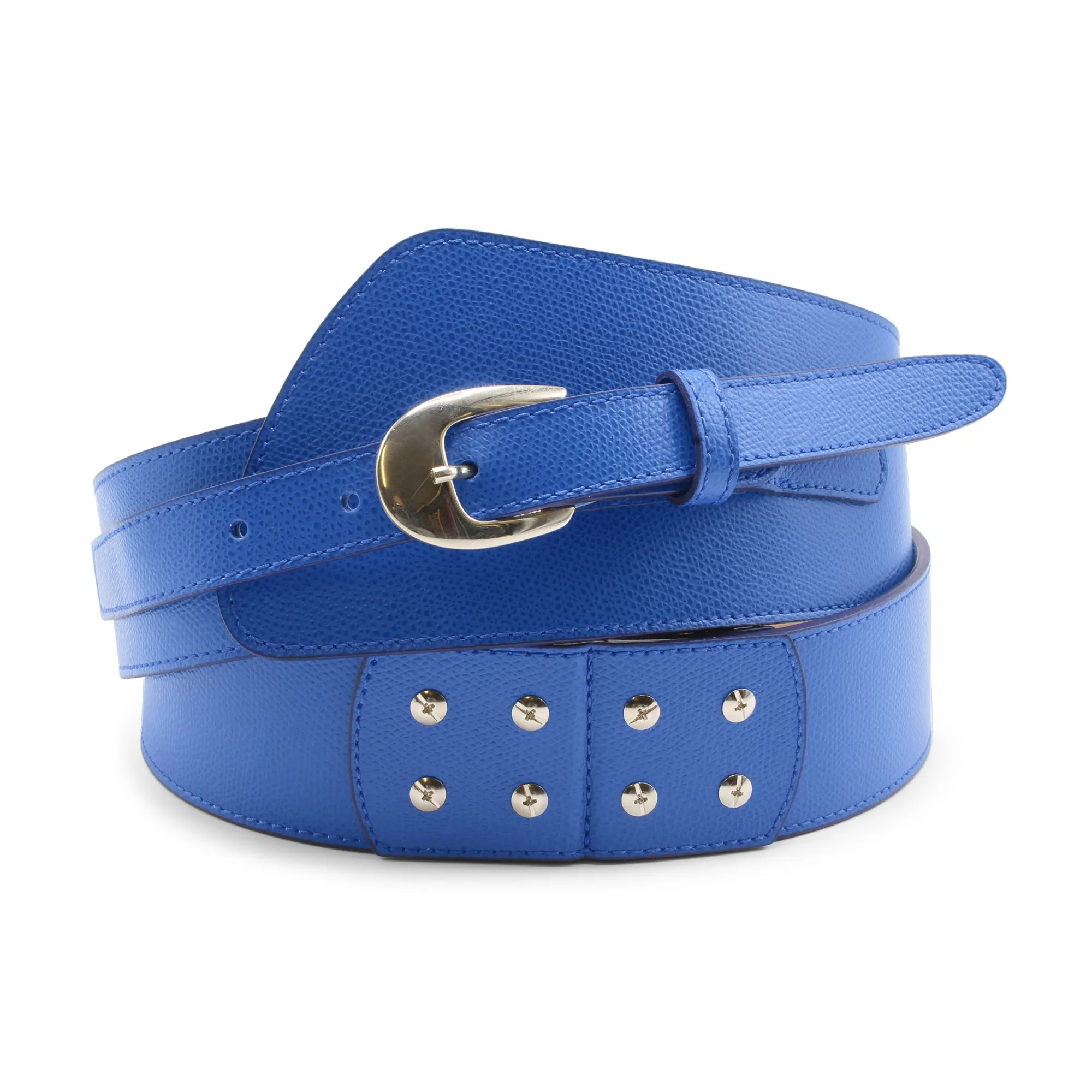 Denim Fonda Wide Asymmetric Prong Belt