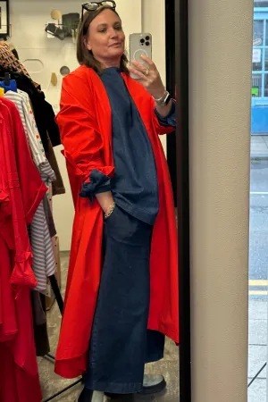 Duster Coat - Lovvy Bright Red