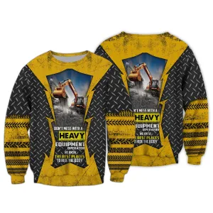 Excavator Heavy Equipment 3D All Over Printed Sweatshirt, Christmas Gift for Excavator Driver