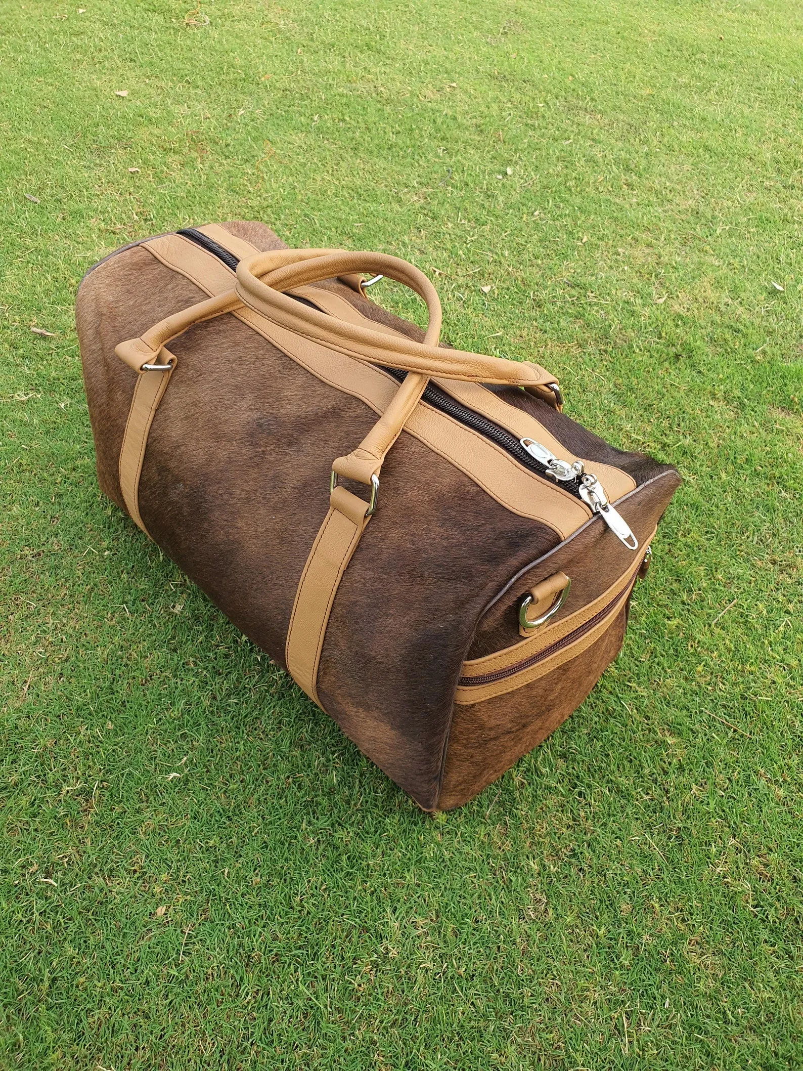 Exotic Cowhide Travel Duffle Bag