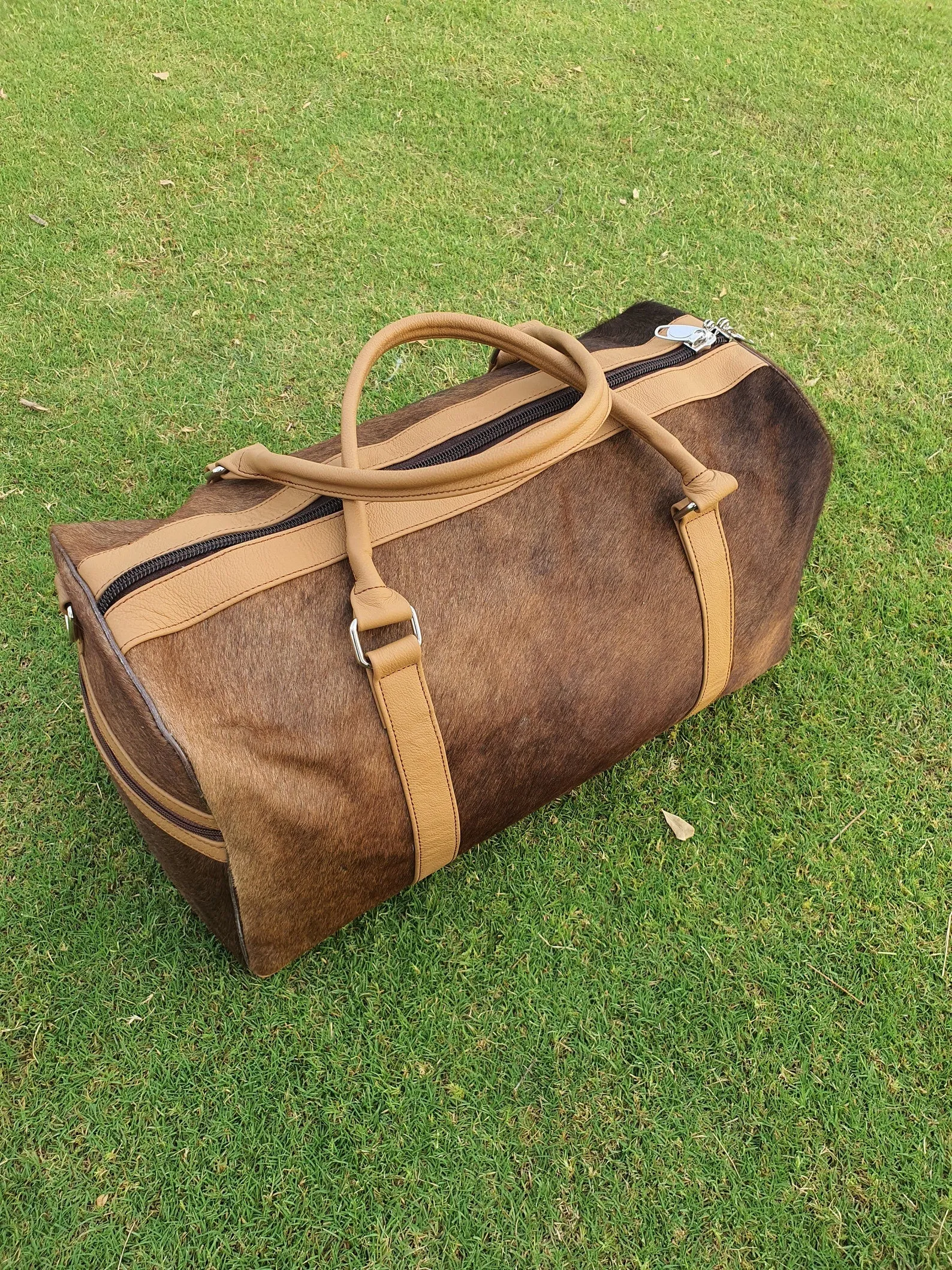 Exotic Cowhide Travel Duffle Bag