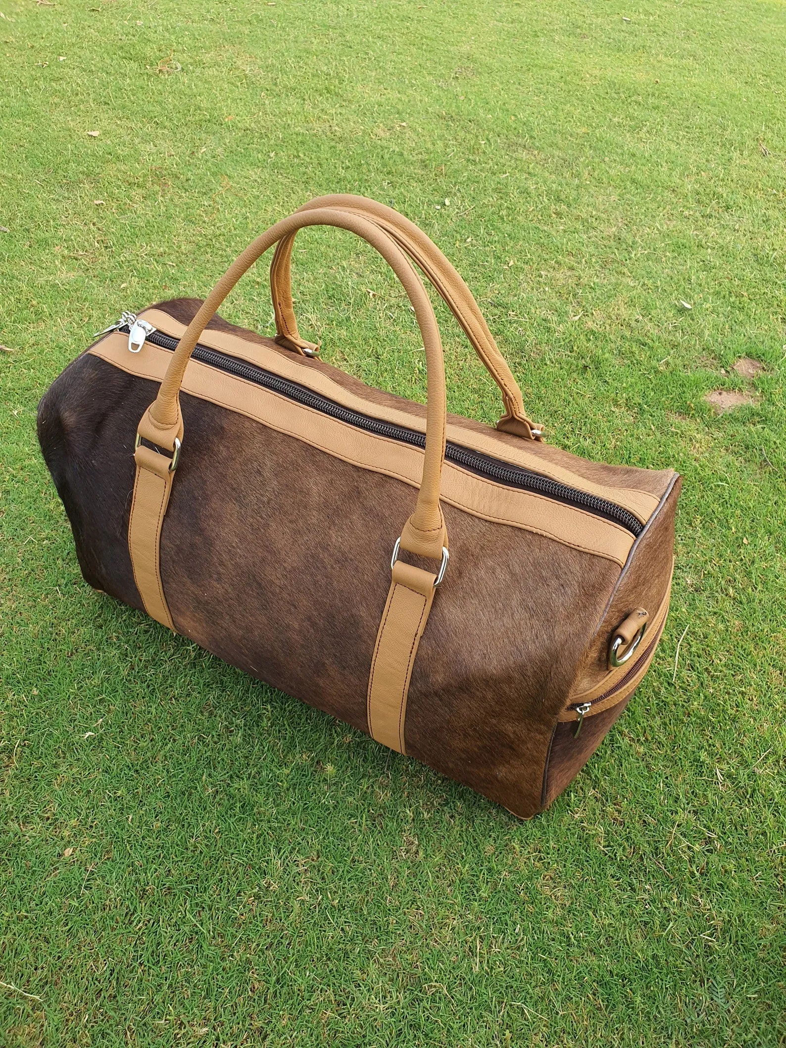 Exotic Cowhide Travel Duffle Bag