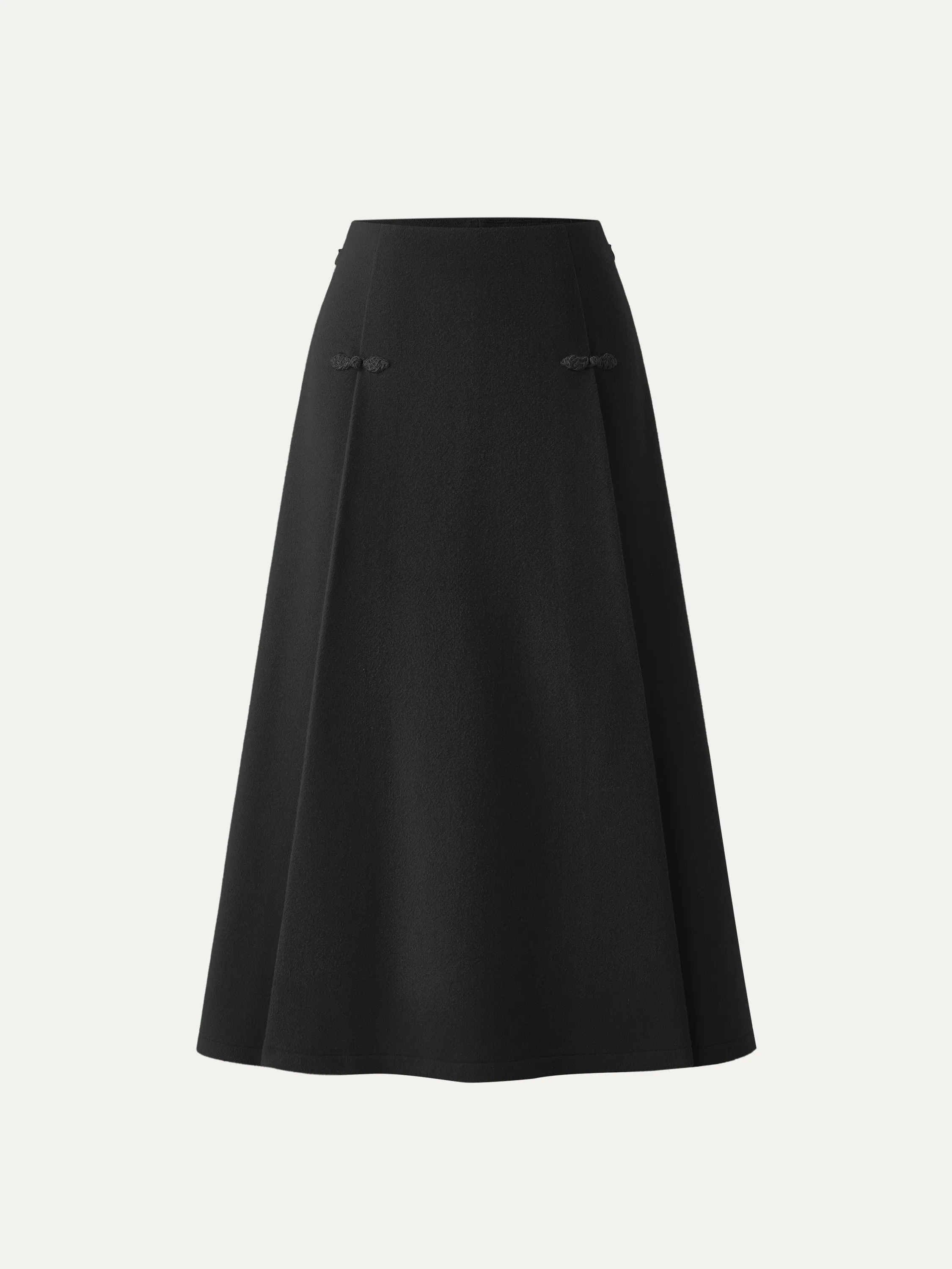 Felt Texture Frog Button A-Line Midi Skirt Limited Edition