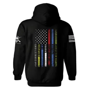 First Responders American Flag Hoodie | EMS | Nurse | Police | Firefighter | Military | Dispatch | American Flag | Patriotic | Unisex Hoodie