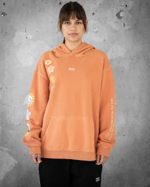 Flower Madness | Oversized Orange Retro Women's Hoodie