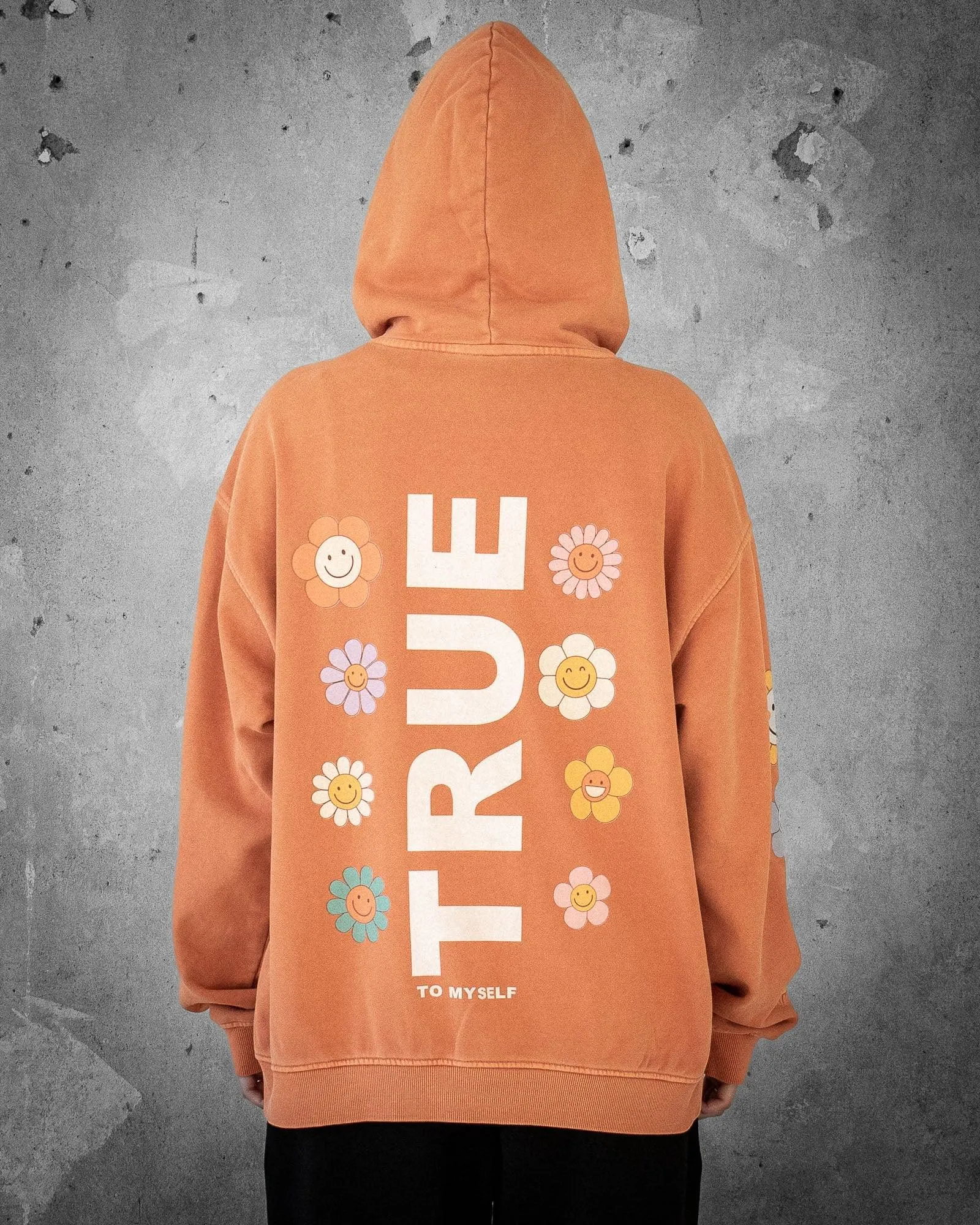 Flower Madness | Oversized Orange Retro Women's Hoodie