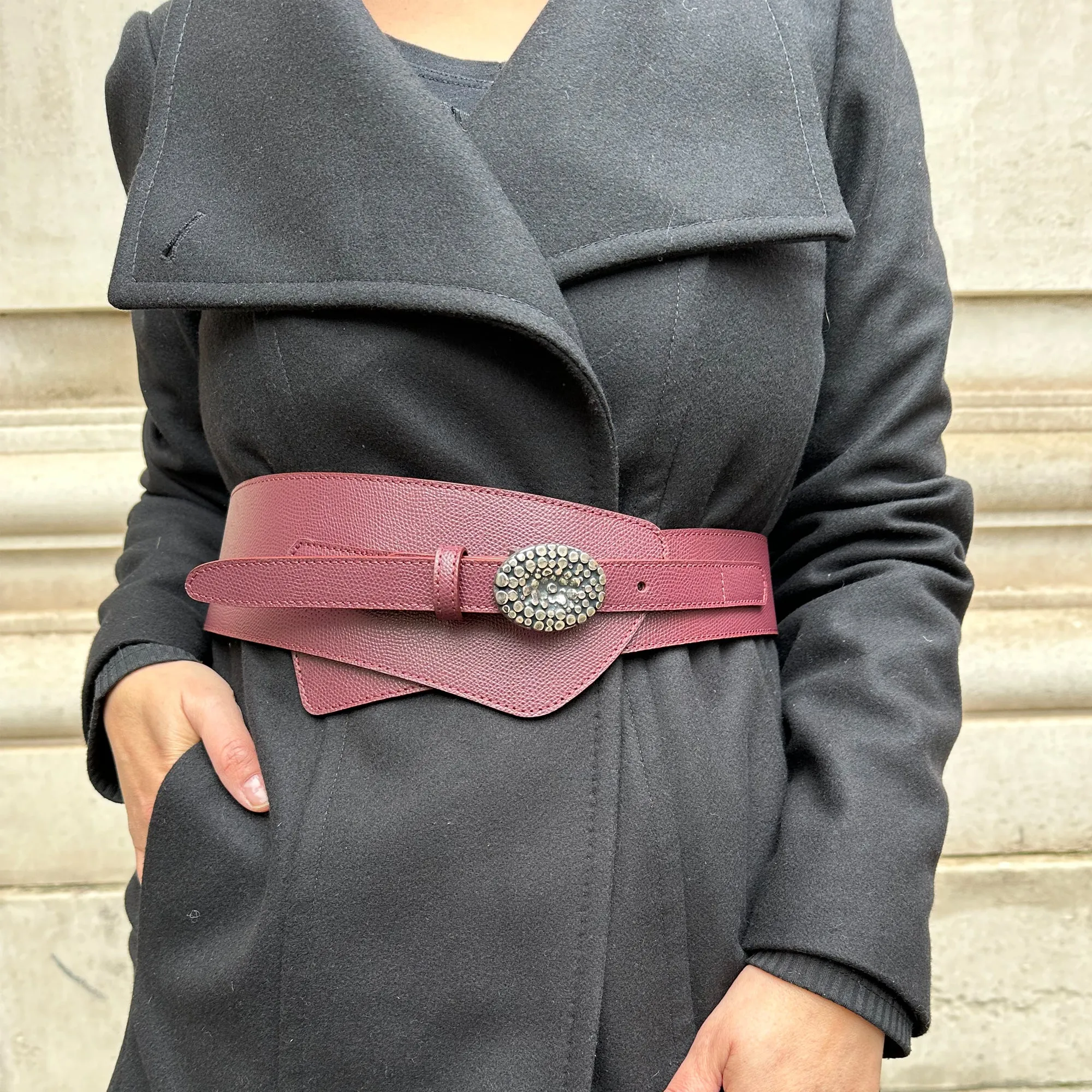 Fonda Assymetric Burgundy Wide Dauphin Belt