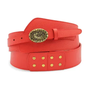 Fonda Assymetric Tomato Red Wide Dauphin Belt