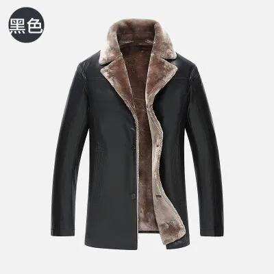 Free shipping 2019 New Winter Business Casual Men's Sheepskin Leather Jackets