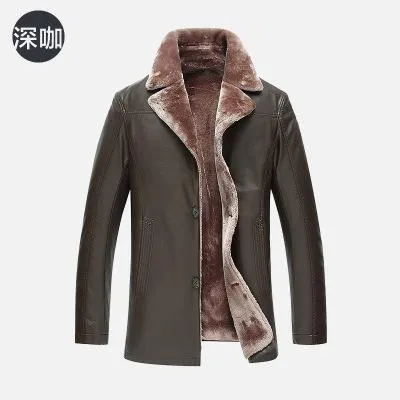 Free shipping 2019 New Winter Business Casual Men's Sheepskin Leather Jackets